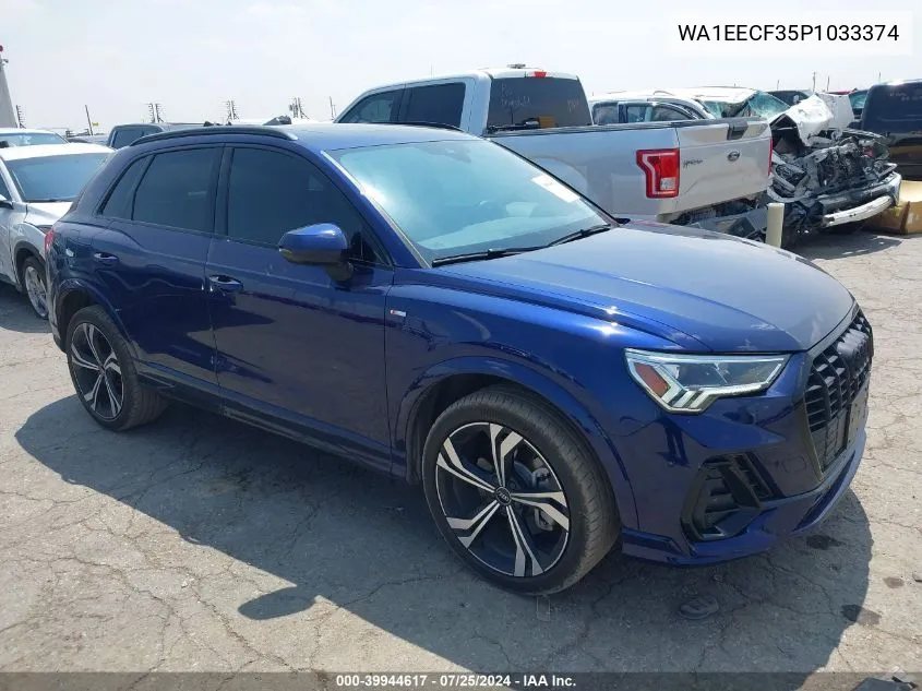 2023 Audi Q3 Premium Plus 45 Tfsi S Line Quattro Tiptronic VIN: WA1EECF35P1033374 Lot: 39944617