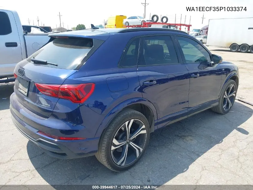 2023 Audi Q3 Premium Plus 45 Tfsi S Line Quattro Tiptronic VIN: WA1EECF35P1033374 Lot: 39944617