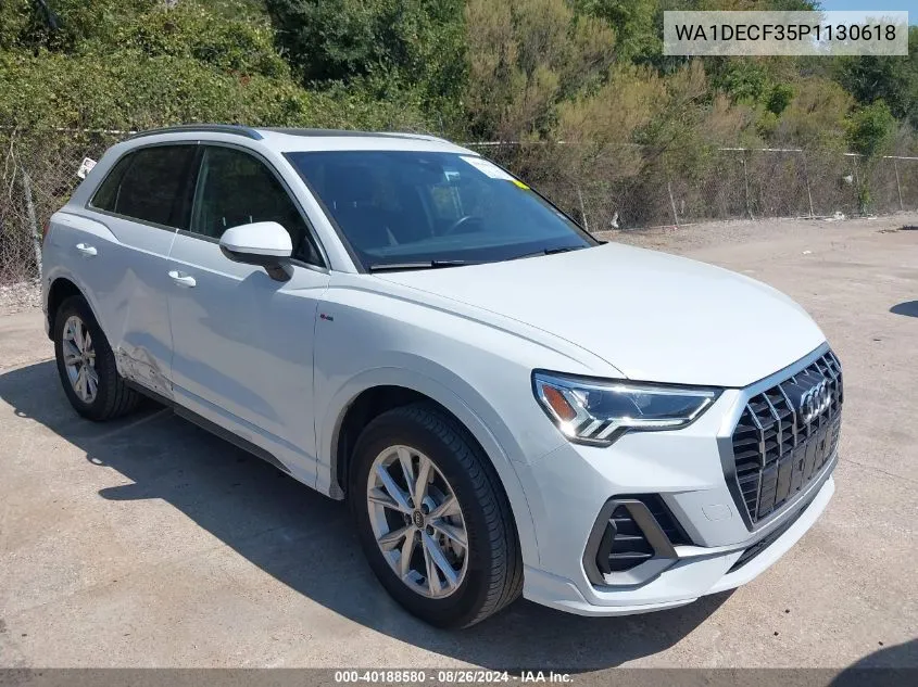 2023 Audi Q3 Premium 45 Tfsi S Line Quattro Tiptronic VIN: WA1DECF35P1130618 Lot: 40188580