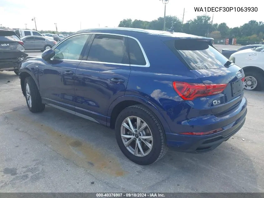 2023 Audi Q3 Premium 45 Tfsi S Line Quattro Tiptronic VIN: WA1DECF30P1063930 Lot: 40376907