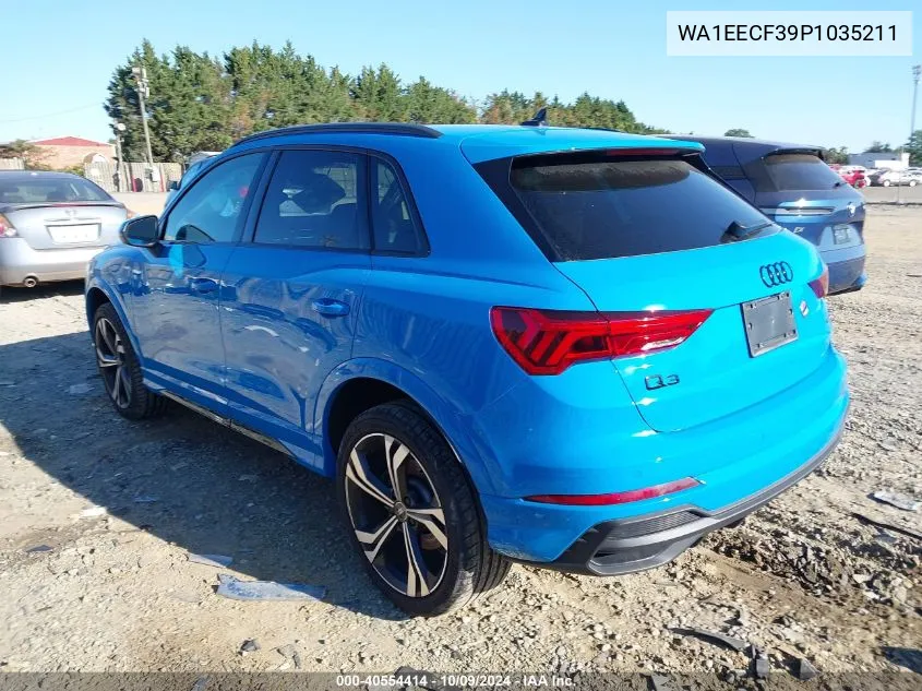 2023 Audi Q3 Premium Plus 45 Tfsi S Line Quattro Tiptronic VIN: WA1EECF39P1035211 Lot: 40554414