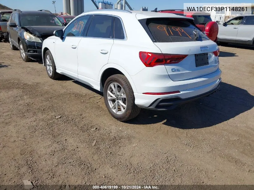 2023 Audi Q3 Premium 45 Tfsi S Line Quattro Tiptronic VIN: WA1DECF33P1148261 Lot: 40619199