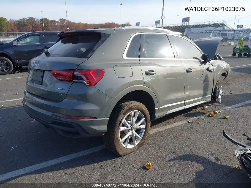 2023 Audi Q3 Premium 45 Tfsi S Line Quattro Tiptronic VIN: WA1DECF36P1023075 Lot: 40749772