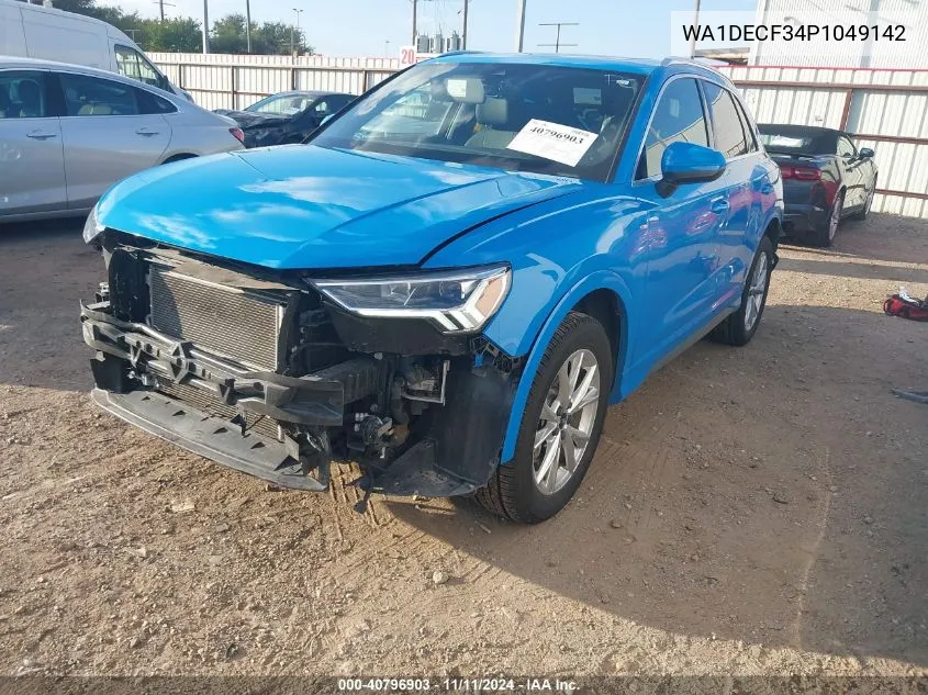 2023 Audi Q3 Premium 45 Tfsi S Line Quattro Tiptronic VIN: WA1DECF34P1049142 Lot: 40796903