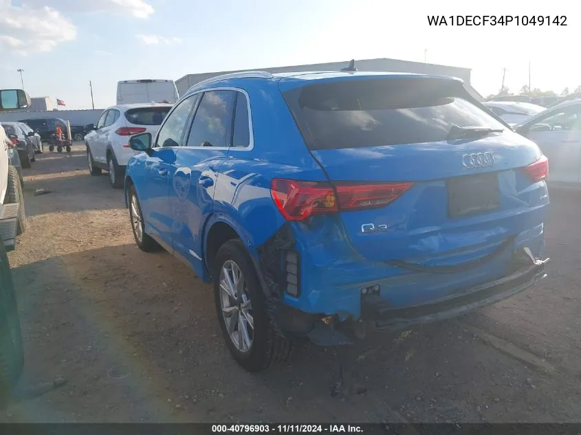 2023 Audi Q3 Premium 45 Tfsi S Line Quattro Tiptronic VIN: WA1DECF34P1049142 Lot: 40796903