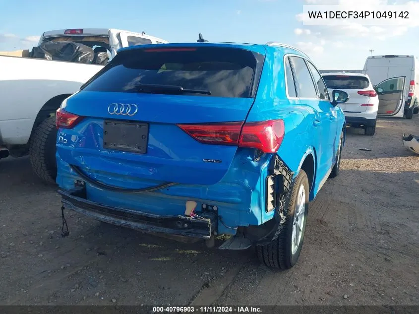 2023 Audi Q3 Premium 45 Tfsi S Line Quattro Tiptronic VIN: WA1DECF34P1049142 Lot: 40796903