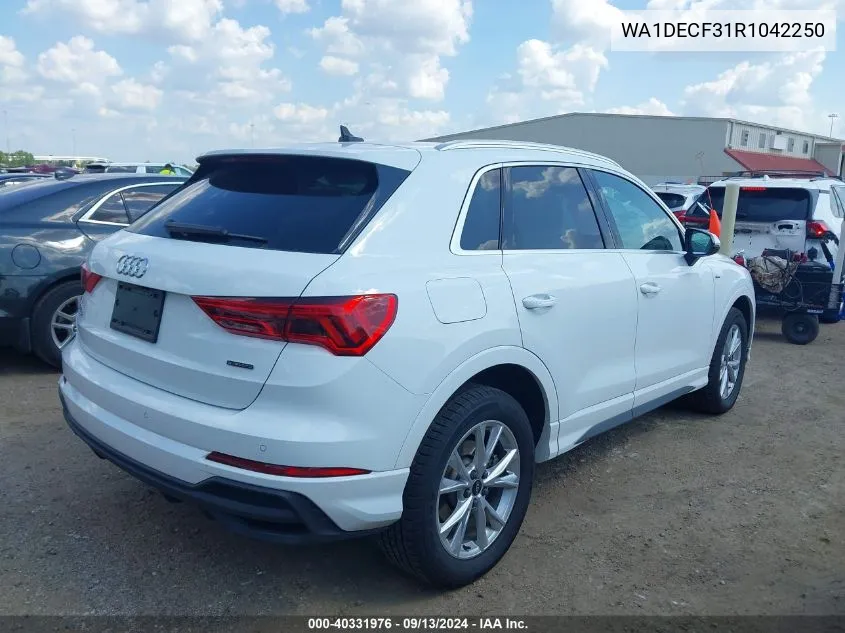 2024 Audi Q3 Premium 45 Tfsi S Line Quattro Tiptronic VIN: WA1DECF31R1042250 Lot: 40331976