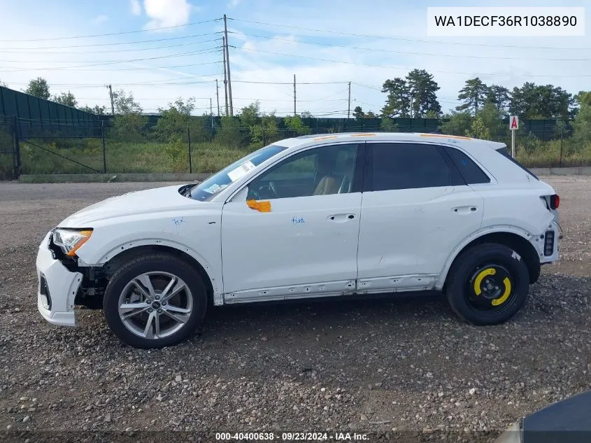 2024 Audi Q3 Premium 45 Tfsi S Line Quattro Tiptronic VIN: WA1DECF36R1038890 Lot: 40400638