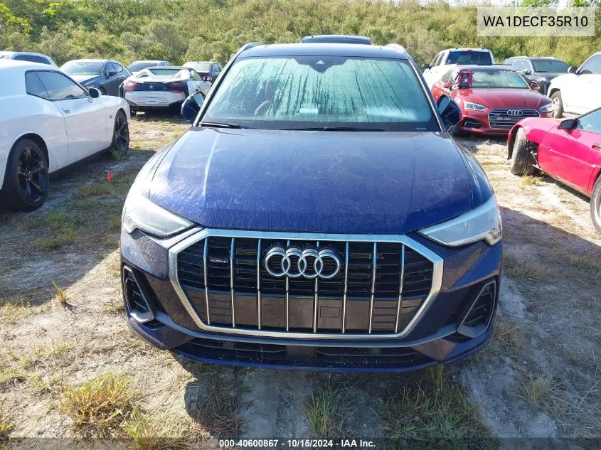 2024 Audi Q3 Premium 45 Tfsi S Line Quattro Tiptronic VIN: WA1DECF35R10 Lot: 40600867