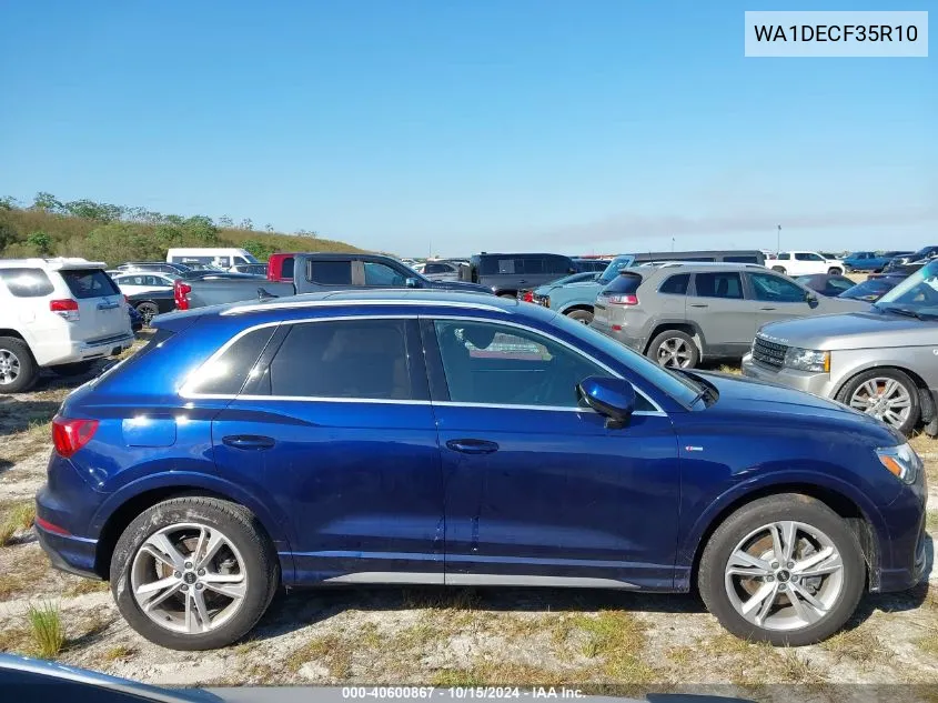 2024 Audi Q3 Premium 45 Tfsi S Line Quattro Tiptronic VIN: WA1DECF35R10 Lot: 40600867