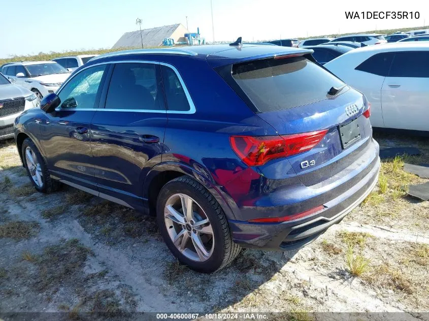 2024 Audi Q3 Premium 45 Tfsi S Line Quattro Tiptronic VIN: WA1DECF35R10 Lot: 40600867