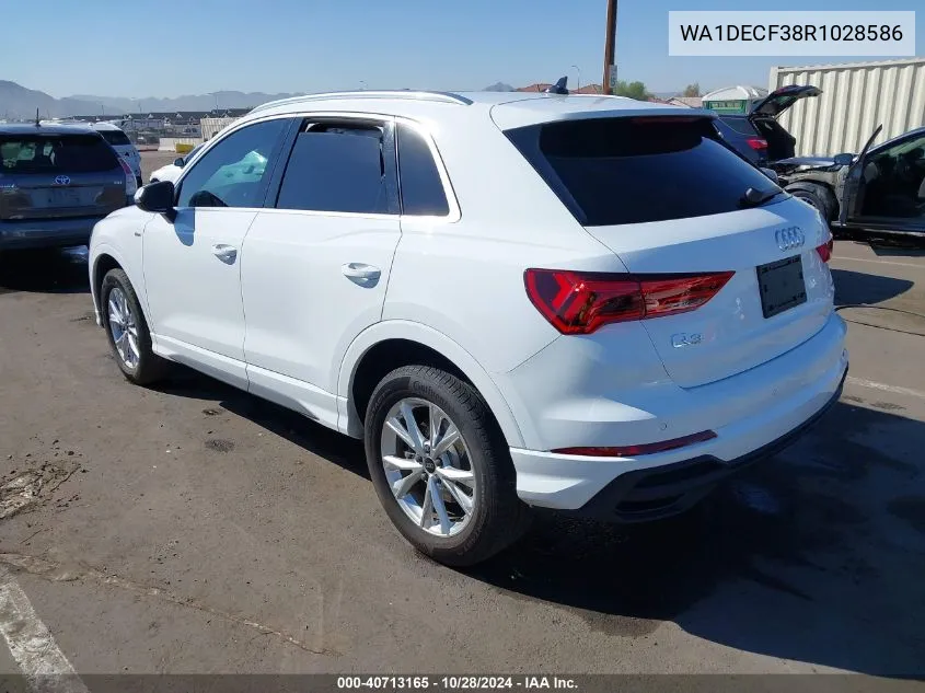 2024 Audi Q3 Premium 45 Tfsi S Line Quattro Tiptronic VIN: WA1DECF38R1028586 Lot: 40713165