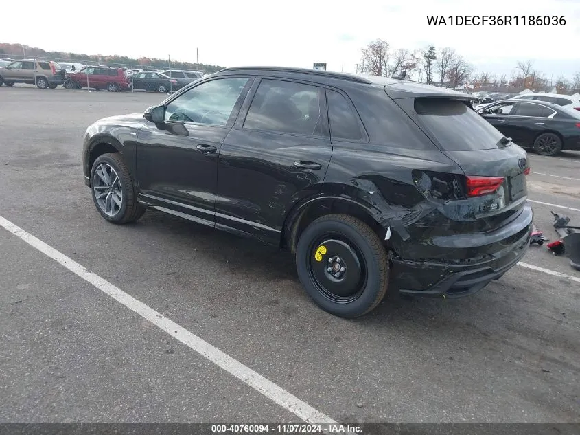 2024 Audi Q3 Premium 45 Tfsi S Line Quattro Tiptronic VIN: WA1DECF36R1186036 Lot: 40760094