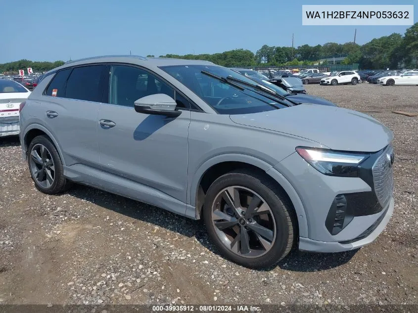 2022 Audi Q4 E-Tron Premium Plus 50 Quattro VIN: WA1H2BFZ4NP053632 Lot: 39935912