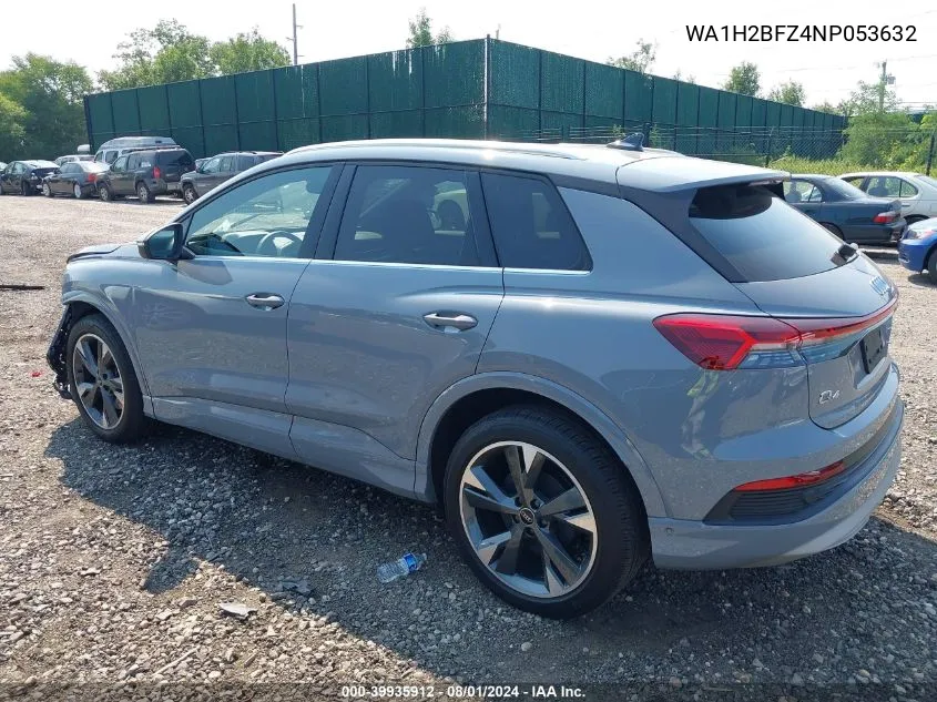 2022 Audi Q4 E-Tron Premium Plus 50 Quattro VIN: WA1H2BFZ4NP053632 Lot: 39935912