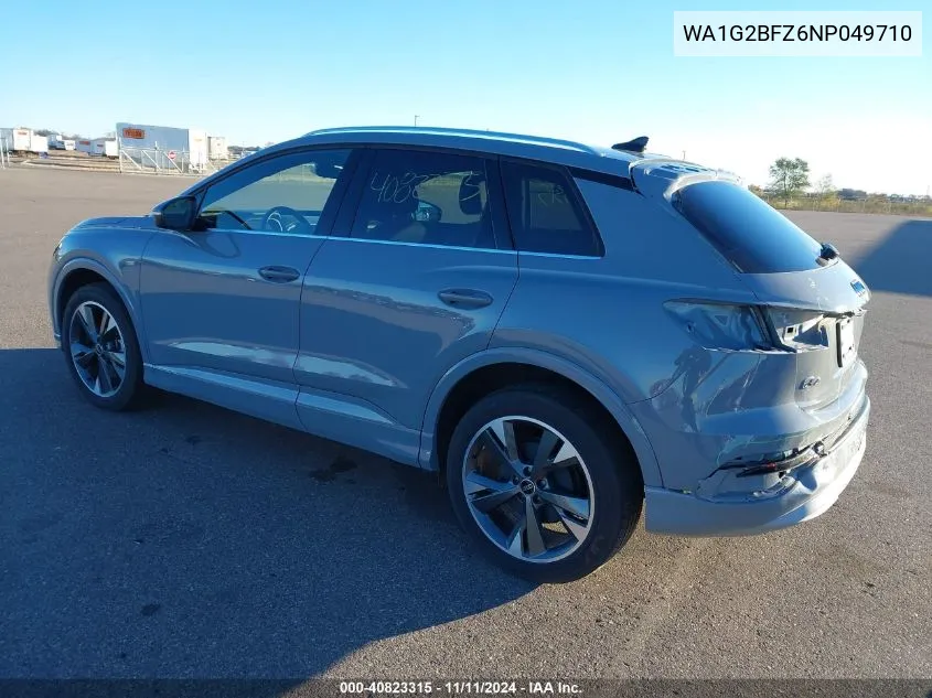 2022 Audi Q4 E-Tron Premium 50 Quattro VIN: WA1G2BFZ6NP049710 Lot: 40823315