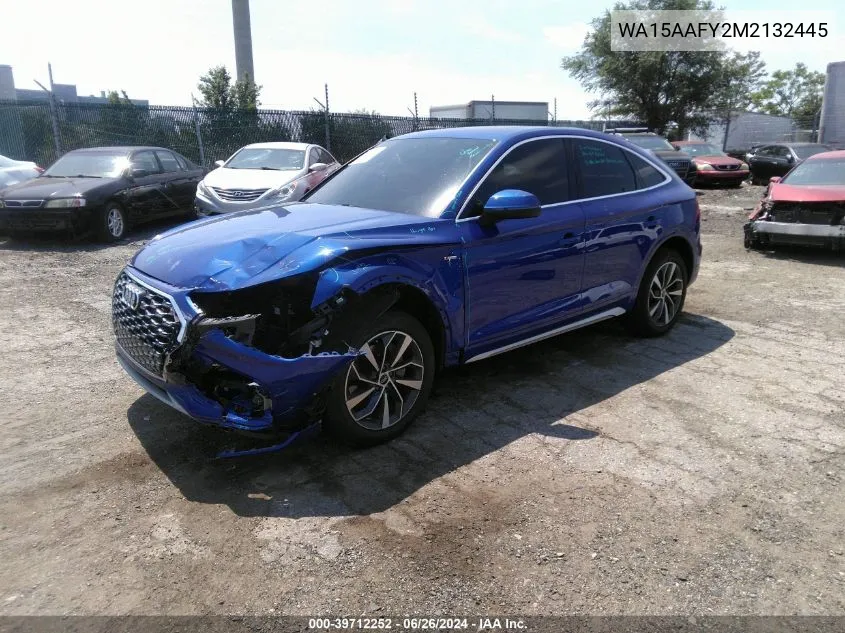 2021 Audi Q5 Sportback Premium Plus 45 Tfsi Quattro S Tronic VIN: WA15AAFY2M2132445 Lot: 39712252