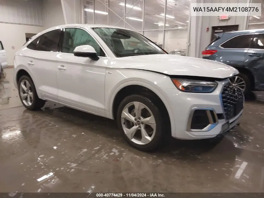 2021 Audi Q5 Sportback Premium Plus 45 Tfsi Quattro S Tronic VIN: WA15AAFY4M2108776 Lot: 40774429