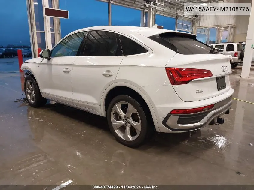 2021 Audi Q5 Sportback Premium Plus 45 Tfsi Quattro S Tronic VIN: WA15AAFY4M2108776 Lot: 40774429