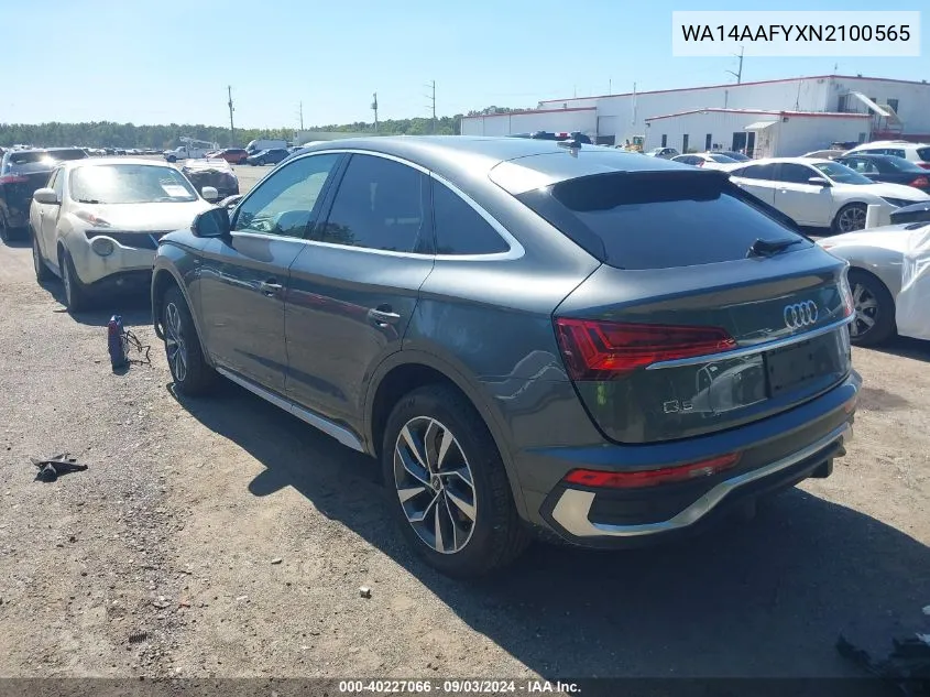 2022 Audi Q5 Sportback Premium 45 Tfsi S Line Quattro S Tronic VIN: WA14AAFYXN2100565 Lot: 40227066