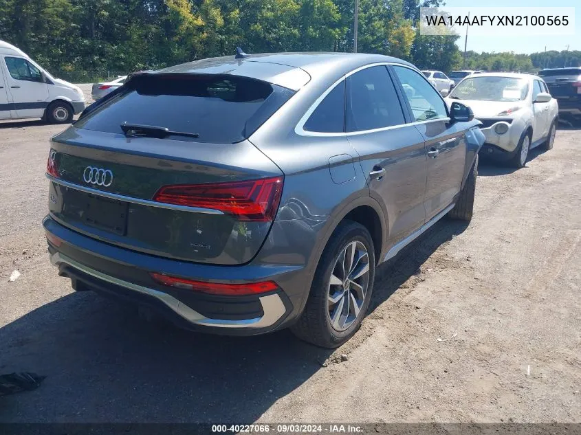 2022 Audi Q5 Sportback Premium 45 Tfsi S Line Quattro S Tronic VIN: WA14AAFYXN2100565 Lot: 40227066