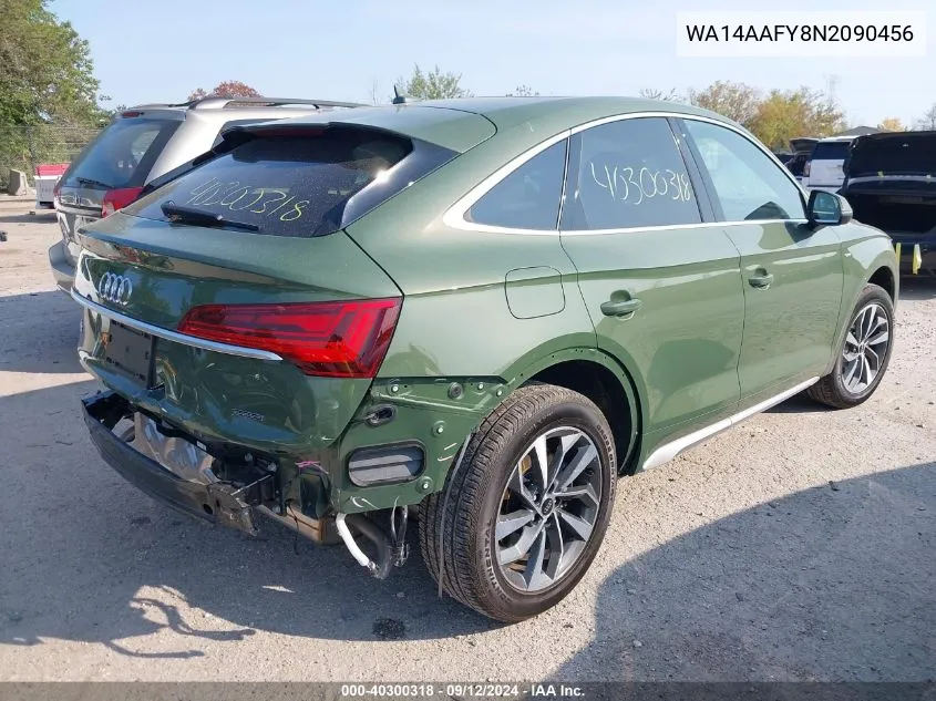 2022 Audi Q5 Sportback Premium 45 Tfsi S Line Quattro S Tronic VIN: WA14AAFY8N2090456 Lot: 40300318