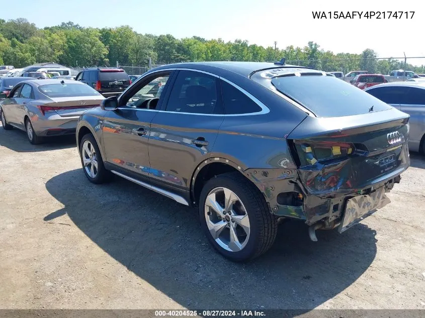 2023 Audi Q5 Sportback Premium Plus 45 Tfsi S Line Quattro S Tronic VIN: WA15AAFY4P2174717 Lot: 40204525