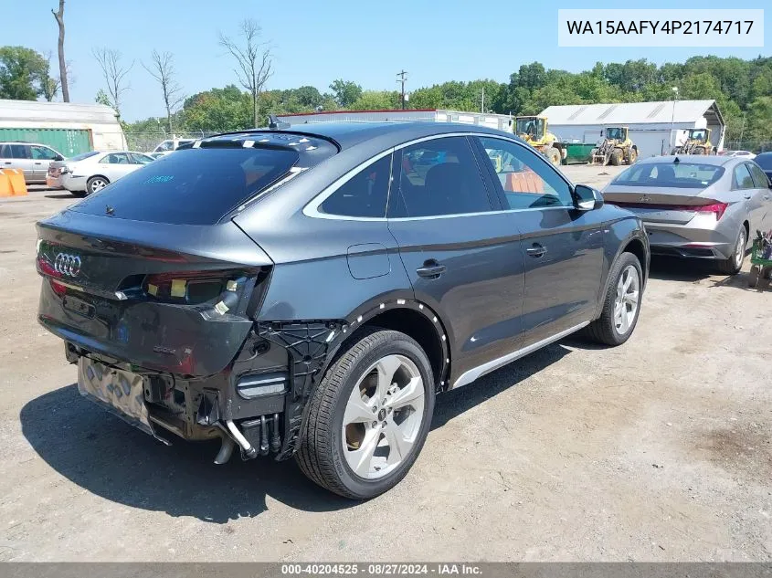 2023 Audi Q5 Sportback Premium Plus 45 Tfsi S Line Quattro S Tronic VIN: WA15AAFY4P2174717 Lot: 40204525