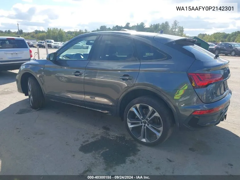 2023 Audi Q5 Sportback Premium Plus 45 Tfsi S Line Quattro S Tronic VIN: WA15AAFY0P2142301 Lot: 40300155