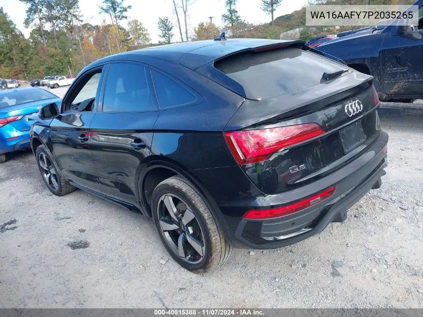 2023 Audi Q5 Sportback Prestige 45 Tfsi S Line Quattro S Tronic VIN: WA16AAFY7P2035265 Lot: 40815388