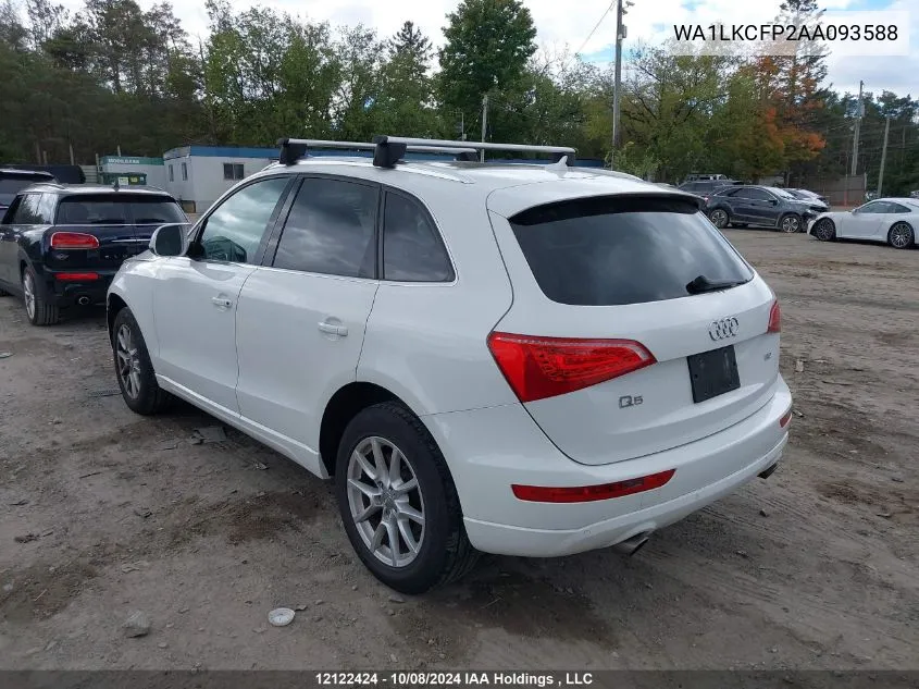 2010 Audi Q5 VIN: WA1LKCFP2AA093588 Lot: 12122424