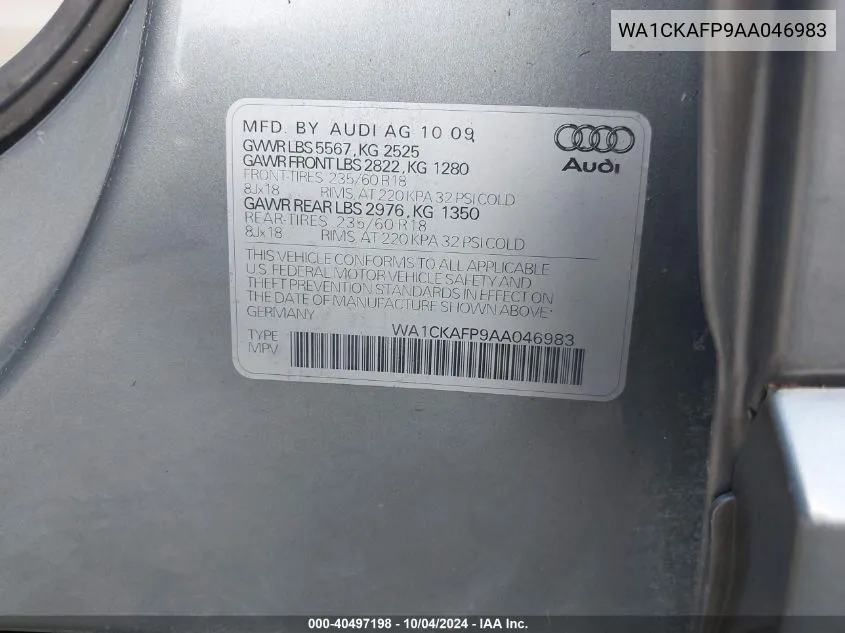 WA1CKAFP9AA046983 2010 Audi Q5 3.2 Premium