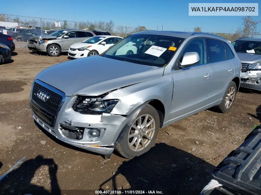 2010 Audi Q5 3.2 Premium VIN: WA1LKAFP4AA098702 Lot: 40738108