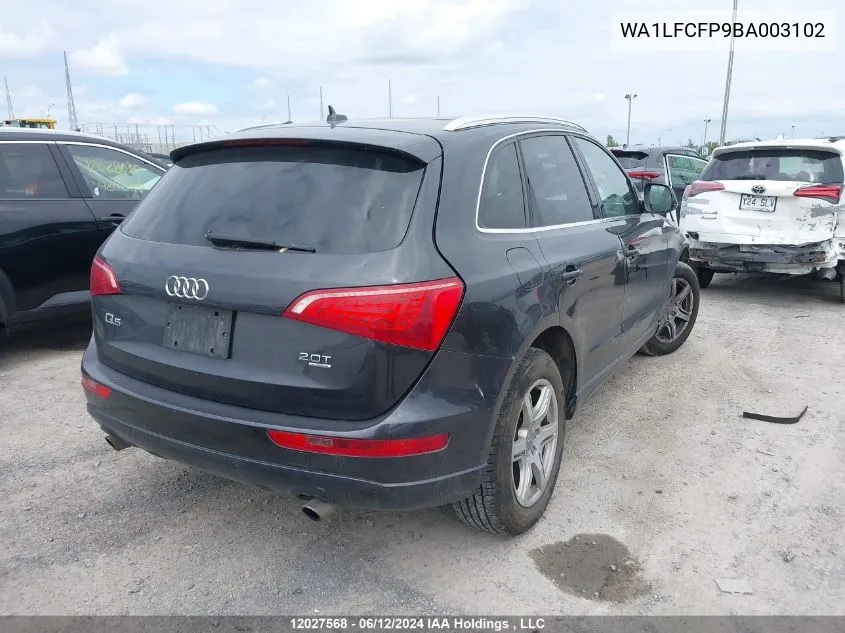 2011 Audi Q5 VIN: WA1LFCFP9BA003102 Lot: 12027568