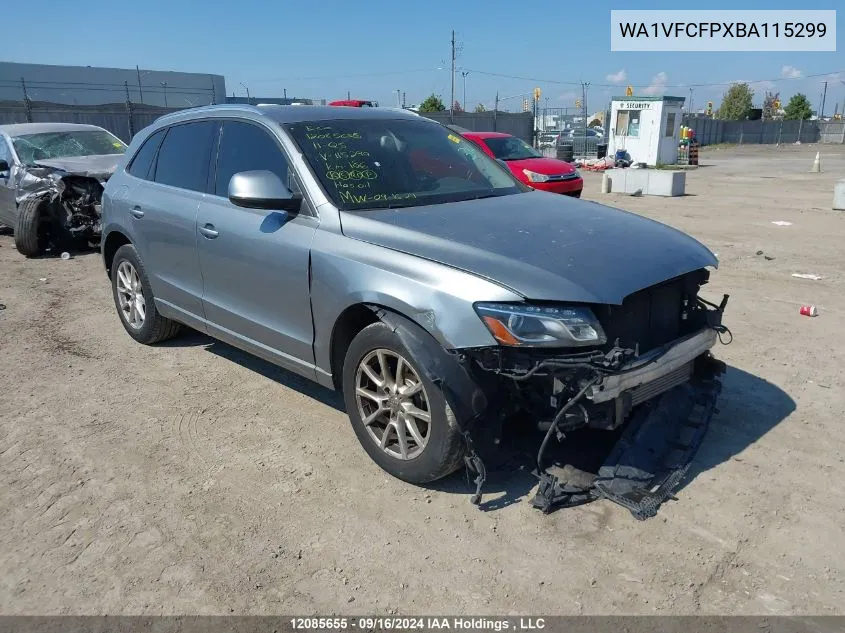 2011 Audi Q5 VIN: WA1VFCFPXBA115299 Lot: 12085655