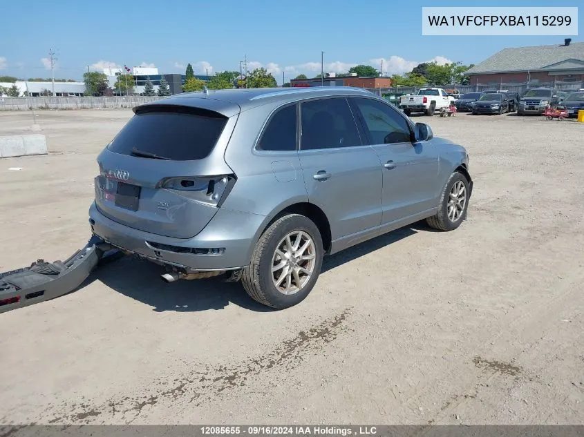 2011 Audi Q5 VIN: WA1VFCFPXBA115299 Lot: 12085655