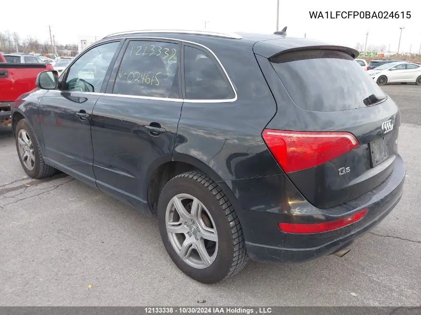 2011 Audi Q5 VIN: WA1LFCFP0BA024615 Lot: 12133338