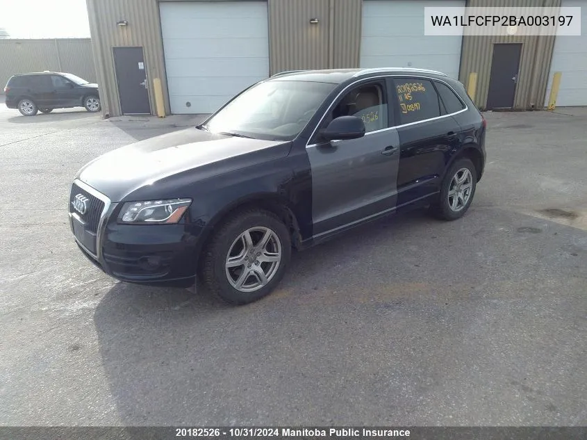 2011 Audi Q5 VIN: WA1LFCFP2BA003197 Lot: 20182526