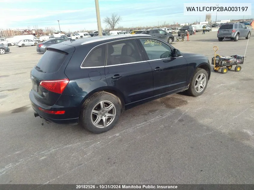 2011 Audi Q5 VIN: WA1LFCFP2BA003197 Lot: 20182526