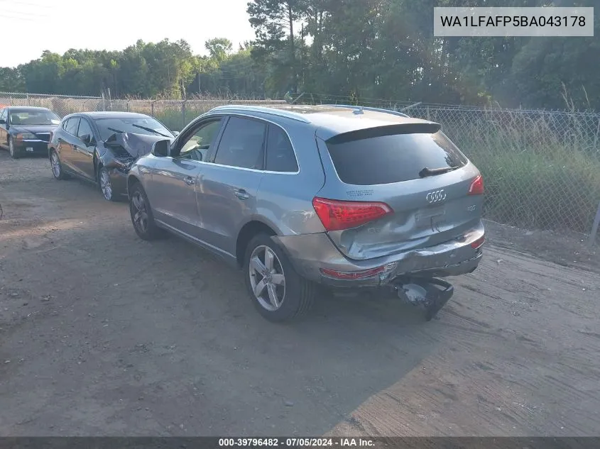 2011 Audi Q5 2.0T Premium VIN: WA1LFAFP5BA043178 Lot: 39796482