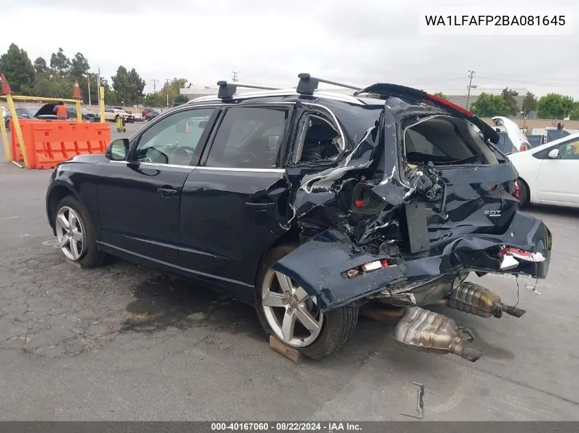 2011 Audi Q5 2.0T Premium VIN: WA1LFAFP2BA081645 Lot: 40167060