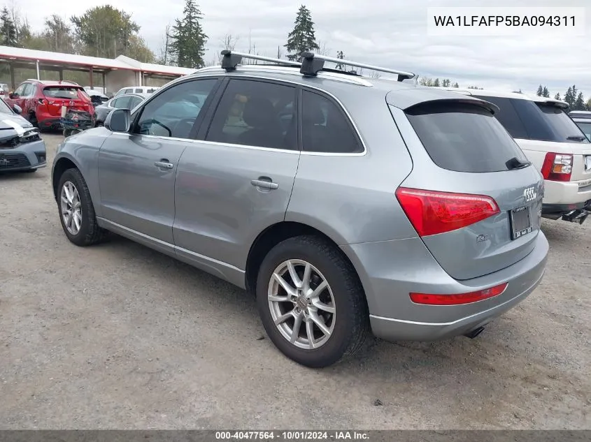 2011 Audi Q5 2.0T Premium VIN: WA1LFAFP5BA094311 Lot: 40477564