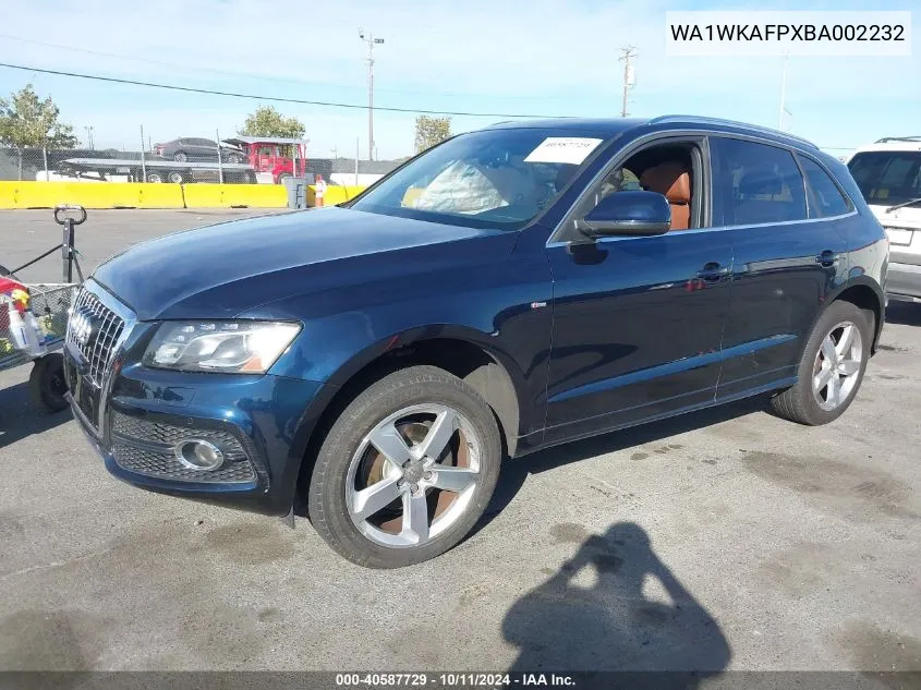 2011 Audi Q5 3.2 Premium Plus VIN: WA1WKAFPXBA002232 Lot: 40587729