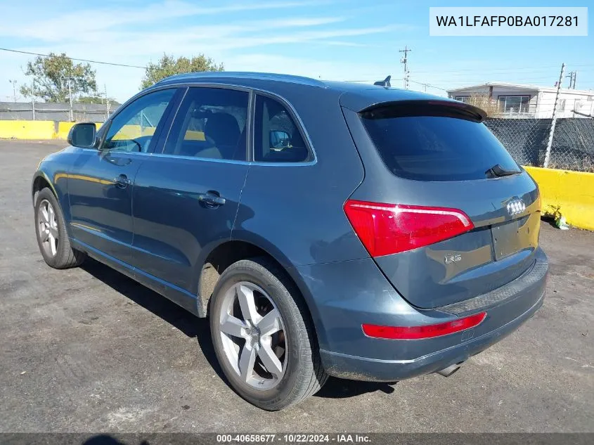 2011 Audi Q5 2.0T Premium VIN: WA1LFAFP0BA017281 Lot: 40658677