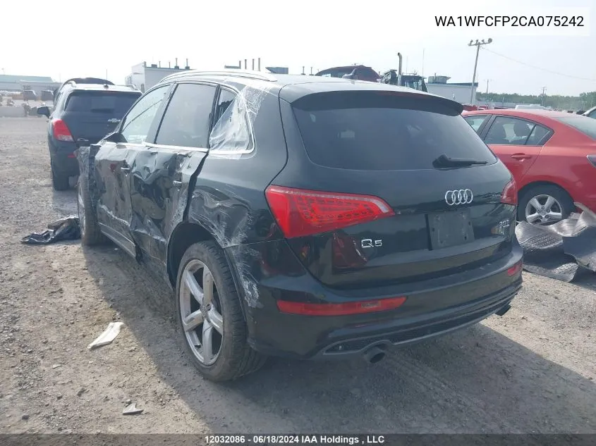 2012 Audi Q5 VIN: WA1WFCFP2CA075242 Lot: 12032086