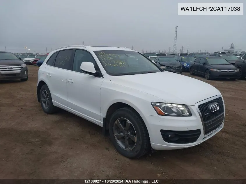 2012 Audi Q5 VIN: WA1LFCFP2CA117038 Lot: 12139827