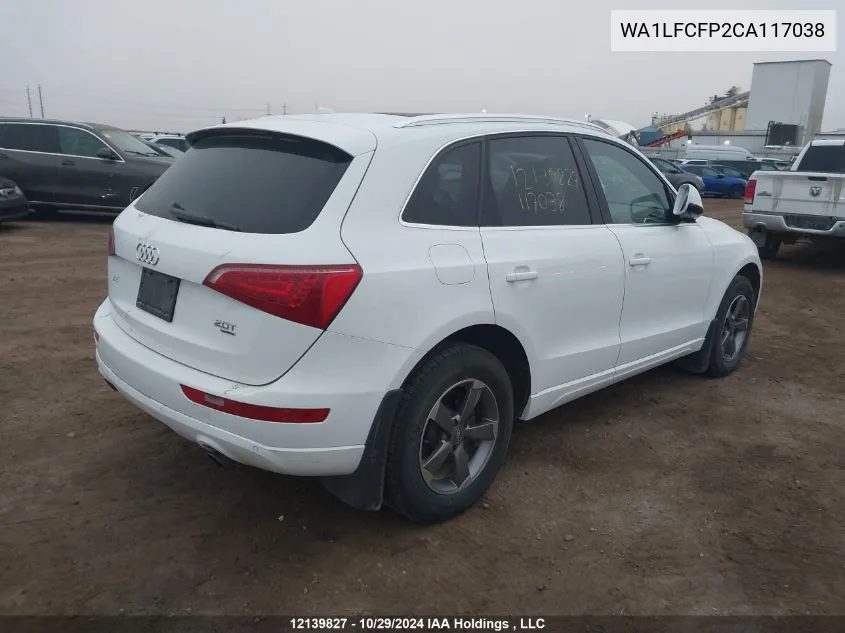 2012 Audi Q5 VIN: WA1LFCFP2CA117038 Lot: 12139827