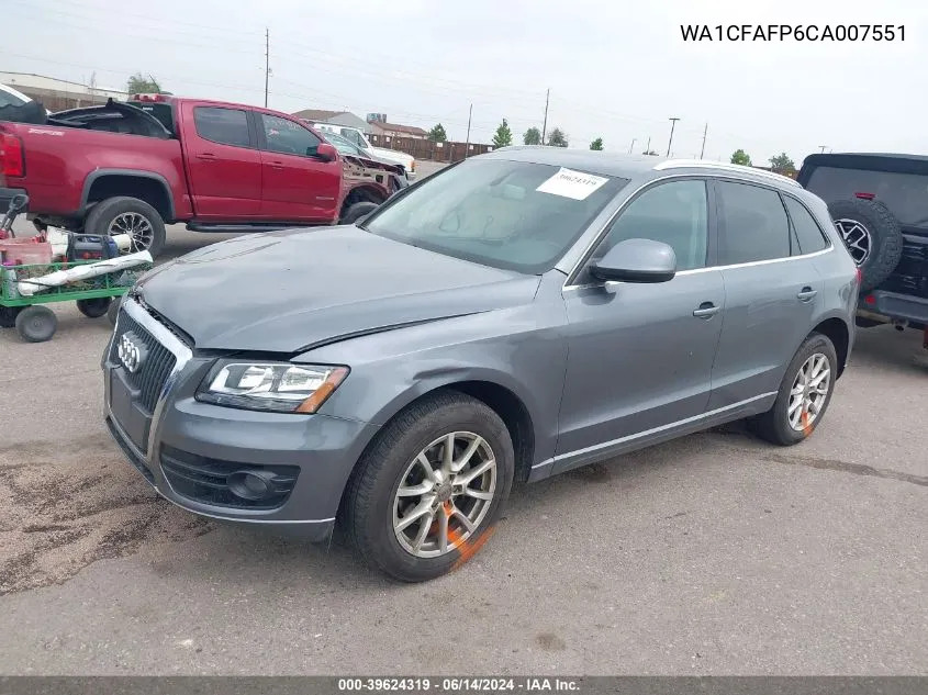 2012 Audi Q5 2.0T Premium VIN: WA1CFAFP6CA007551 Lot: 39624319