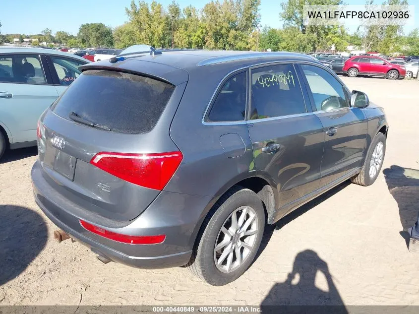 2012 Audi Q5 2.0T Premium VIN: WA1LFAFP8CA102936 Lot: 40440849