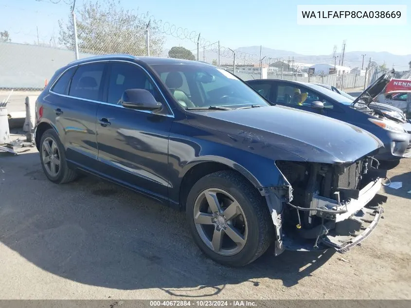 2012 Audi Q5 2.0T Premium VIN: WA1LFAFP8CA038669 Lot: 40672884